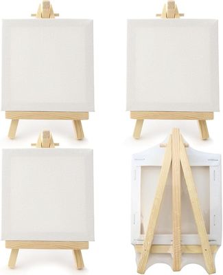 10x10cm Mini Canvas Board Sets With Easel For Painting , Art Stretched Canvas Boards