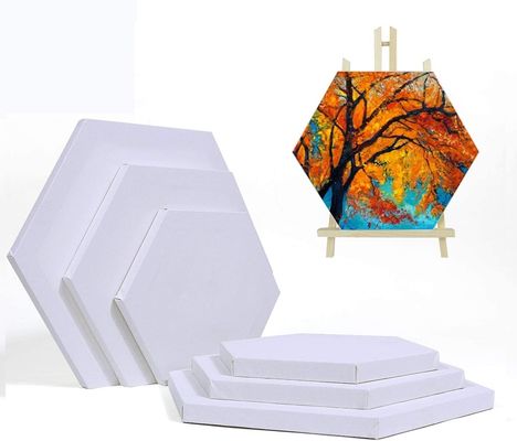 Hexagon Shaped Stretched Canvas Board with 280g Cotton and Triple Primed Gesso for Acrylic and Oil Painting