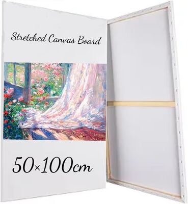 50X100CM Large 280g Cotton Stretched Canvas Board Triple Primed Gesso for Acrylic and Oil Painting