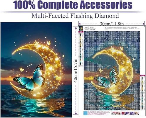 30X40cm Big Moon Diamond Painting Set Full Drill Diamond Art Canvas For Beginners