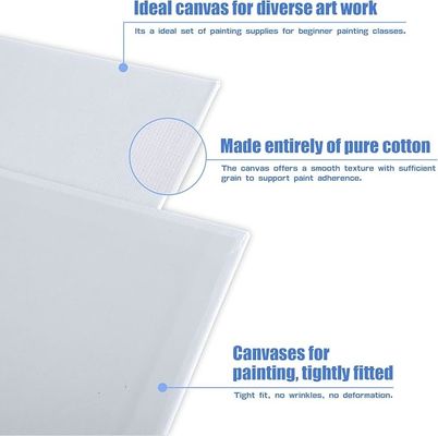10''X8'' Pure Cotton Blank Canvas Panel Board 24 Pack 3mm Thickness