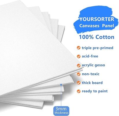 10''X8'' Pure Cotton Blank Canvas Panel Board 24 Pack 3mm Thickness