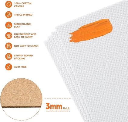Cotton 12 Pack Blank Canvas Panels Acid Free UV Resistant For Oil / Acrylic Painting
