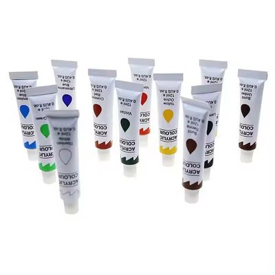 Non Toxic 12 Colors Artist Acrylic Paint 12ml Per Tube For Canvas Painting