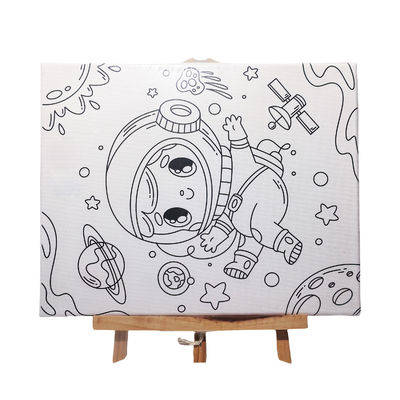 Kids Drawing Pre Printed Stretched Canvas Art Set With Tabletop Easel Custom Size