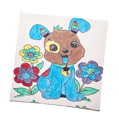 Kids Drawing Pre Printed Stretched Canvas Art Set With Tabletop Easel Custom Size