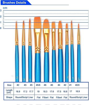 Wooden Acrylic Paint Artist Brush Set , 10PCS Paint Brush Kit For Beginners