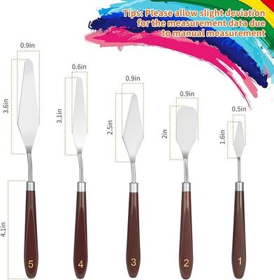 Stainless Steel Palette Knife Set 5 Piece Art Tools Kit For Oil And Acrylic Painting
