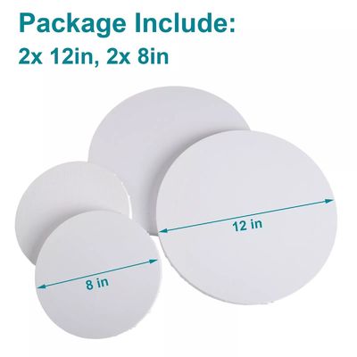 4 Pack Round Pre Stretched Canvases Blank Painting Canvas Boards Water Resistant