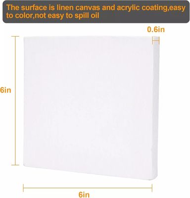 White Mini 6''x 6'' stretched painting canvas DIY Customizable Size For Painting