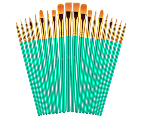 Customized Logo Green Art Brushes Set For Acrylic Oil Watercolor Painting