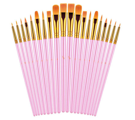 Cumtomized Pink Color Artist Paint Brush Set , Acrylic Oil Watercolor Paint Brushes Set