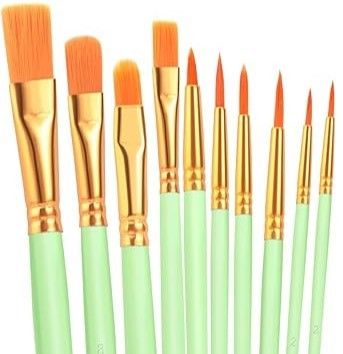 Wooden Handle 100 Packs 10 Pcs Artist Brushes Set For Acrylic And Oil Painting
