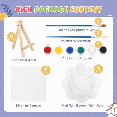 6 Pack Canvas Painting Kits With Easels , DIY Painting Tools For Kids Custom Size