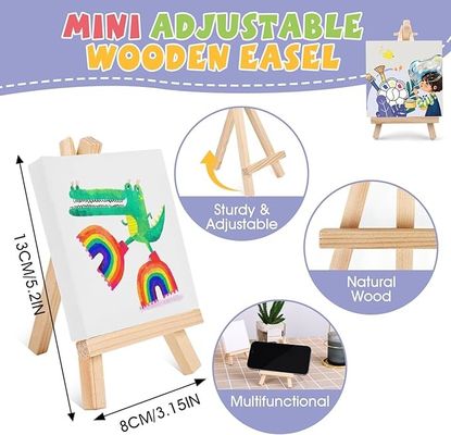 6 Pack Canvas Painting Kits With Easels , DIY Painting Tools For Kids Custom Size