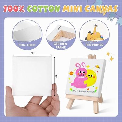 6 Pack Canvas Painting Kits With Easels , DIY Painting Tools For Kids Custom Size
