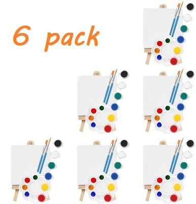 6 Pack Canvas Painting Kits With Easels , DIY Painting Tools For Kids Custom Size