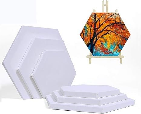 Hexagon Stretched Canvas Boards , Custom Stretched Canvases For Acrylic Painting