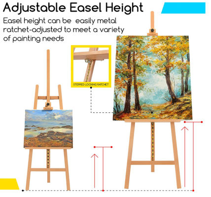 Adjustable Height Painting Wooden Display Easel Stand For Artist Beginners Students