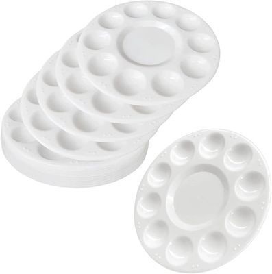 17cm Round Plastic Paint Palettes for Kids , Acrylic Paint Palette for Students DIY Craft