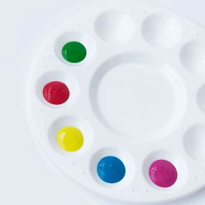 17cm Round Plastic Paint Palettes for Kids , Acrylic Paint Palette for Students DIY Craft