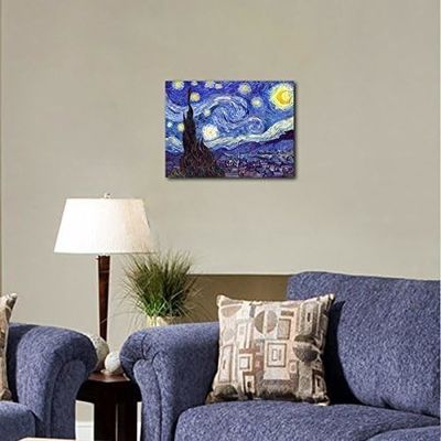 Print Of Van Gogh Oil Paintings Framed Canvas Wall Art Starry Night Style