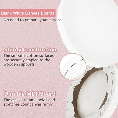 Customize Size Round Canvas Stretched Boards Pure Cotton For Beginners Painting