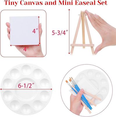 Custom Size Canvas And Paint Set With 16 Paint Brushes 8 Canva 8 Wood Easel 8 Plate