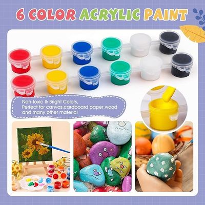 120 Pots Acrylic Paint Pots With Lids 20 Strips 5 Ml With 20 Pieces Paint Brushes Sets