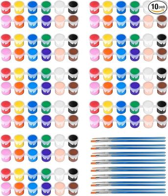 120 Pots Acrylic Paint Pots With Lids 20 Strips 5 Ml With 20 Pieces Paint Brushes Sets