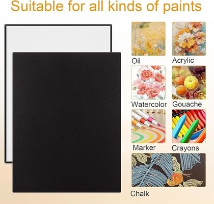 15 Pack Canvas Boards For Oil Painting , Black Cotton Canvas Panels Multi Purpose