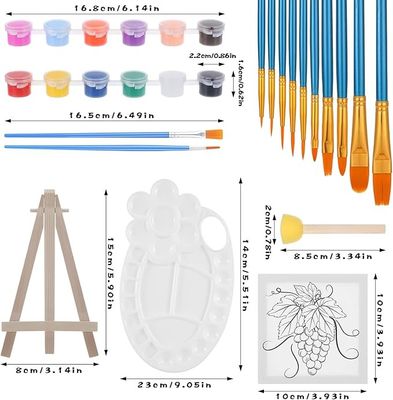 OEM ODM 6 Pack Pre Printed Painting Set With Paints Brushes Palette And Easels