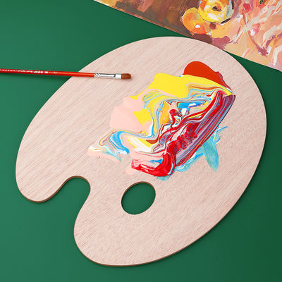 Oval Shaped Art Painting Tools Wooden Oil Painting Palette with Thumb Hole