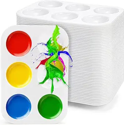 Rectangular White Plastic Paint Pallets With Hanging Hole For Kids Student Artist