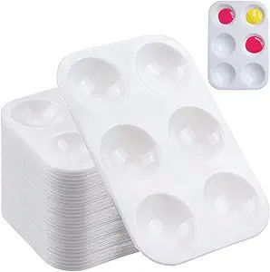Rectangular White Plastic Paint Pallets With Hanging Hole For Kids Student Artist