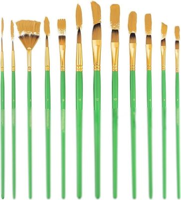 Green Art Painting Brush Kit 12 Pcs For Acrylic Watercolor Gouache Painting