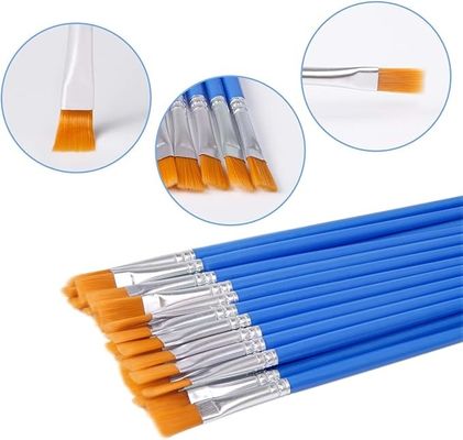 Wooden Handle Acrylic Paint Brush Set 12 Pcs Nylon Hair Paint Brushes For All Purpose