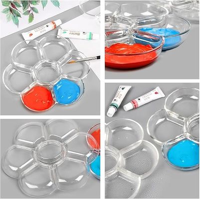 7"L X 7"W Transparent Kids Plastic Paint Tray Holder For Oil Watercolor Painting