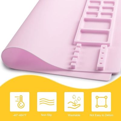 Pink Kids Art Silicone Painting Mat And Brush Cleaner Tool Customized Logo