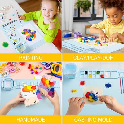 19.7"×15.7" Silicone Craft Mat With Cup And Brush Cleaner Tool For Art Clay Play Doh