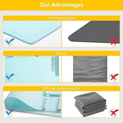 19.7"×15.7" Silicone Craft Mat With Cup And Brush Cleaner Tool For Art Clay Play Doh