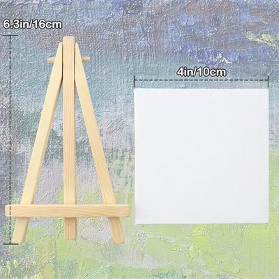 10x10cm Mini Canvas Board Sets With Easel For Painting , Art Stretched Canvas Boards
