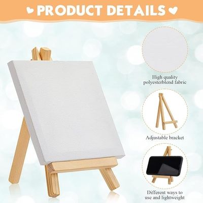 10x10cm Mini Canvas Board Sets With Easel For Painting , Art Stretched Canvas Boards