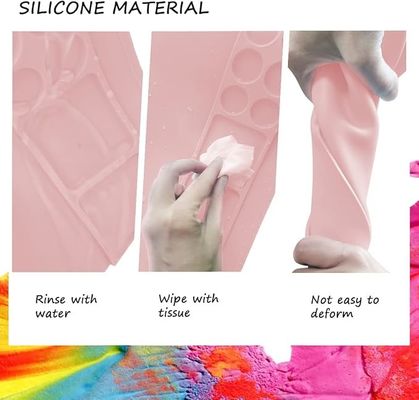 Pink Non Slip Silicone Paint Mat With Cup And Brush Kids And Artist Painting Tools