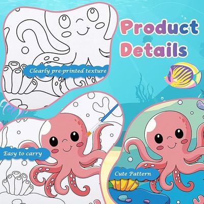 Sea Animals Pre Drawn Canvas Kit With Wooden Frame Acrylic Paints Palette And Brushes