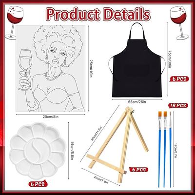 Cotton Sip And Paint Kits Pre Drawn Canvas For Adults , Pre Printed Stretched Canvas