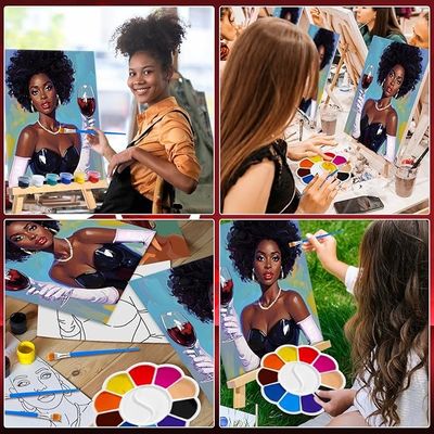 Cotton Sip And Paint Kits Pre Drawn Canvas For Adults , Pre Printed Stretched Canvas