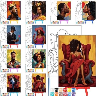 OEM African Pre Drawn Canvas Set With Easel For Adults Beginners Family Sip