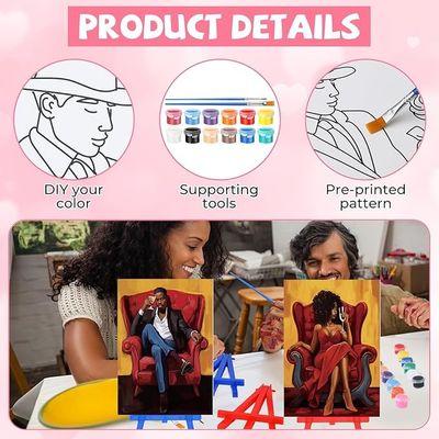 OEM African Pre Drawn Canvas Set With Easel For Adults Beginners Family Sip