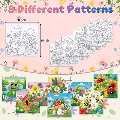 Matte Finish Pre Printed Canvas Kits For Kids , 8 X 8 Inch Pre Drawn Paint Kits